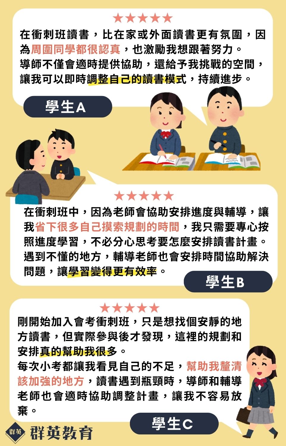群英桃園會考衝刺班學生心得分享